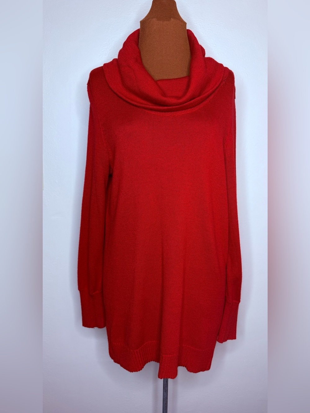 Lauren Ralph Lauren Wool Blend Tunic Length Cowl Neck Sweater Size Large